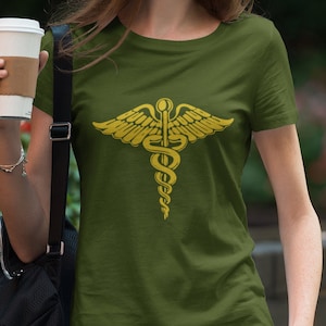 Medical Symbol Shirt, Caduceus,  Staff of Hermes, Greek Mythology, 80&#39;s Movie Tee TH628 Gift for Dad