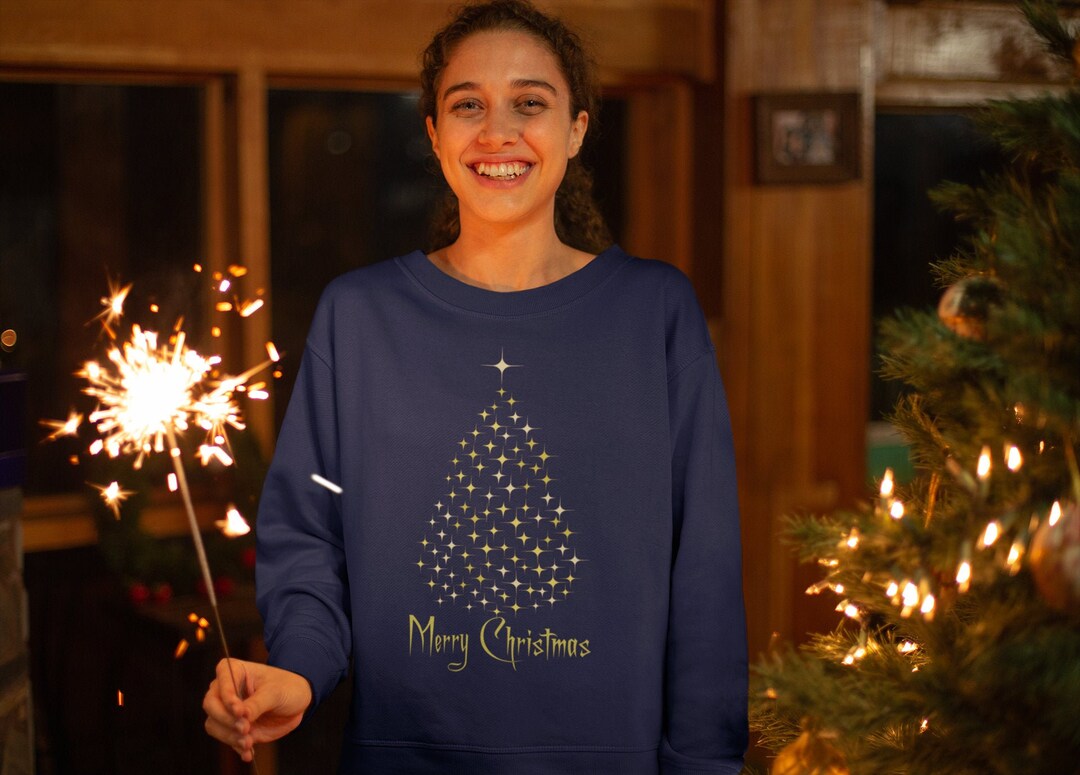 Merry Christmas Sweater Lit Christmas Tree Hoodie Xmas Gift Etsy