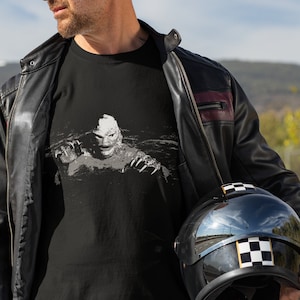 Creature T Shirt, 1950s Black and White Monster Horror Film, Halloween Tee TH752 Gift for Dad