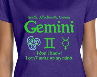 Gemini Horoscope T Shirt, Birthday Gift, May, June, Zodiac Sign, Astrology Tee TH171