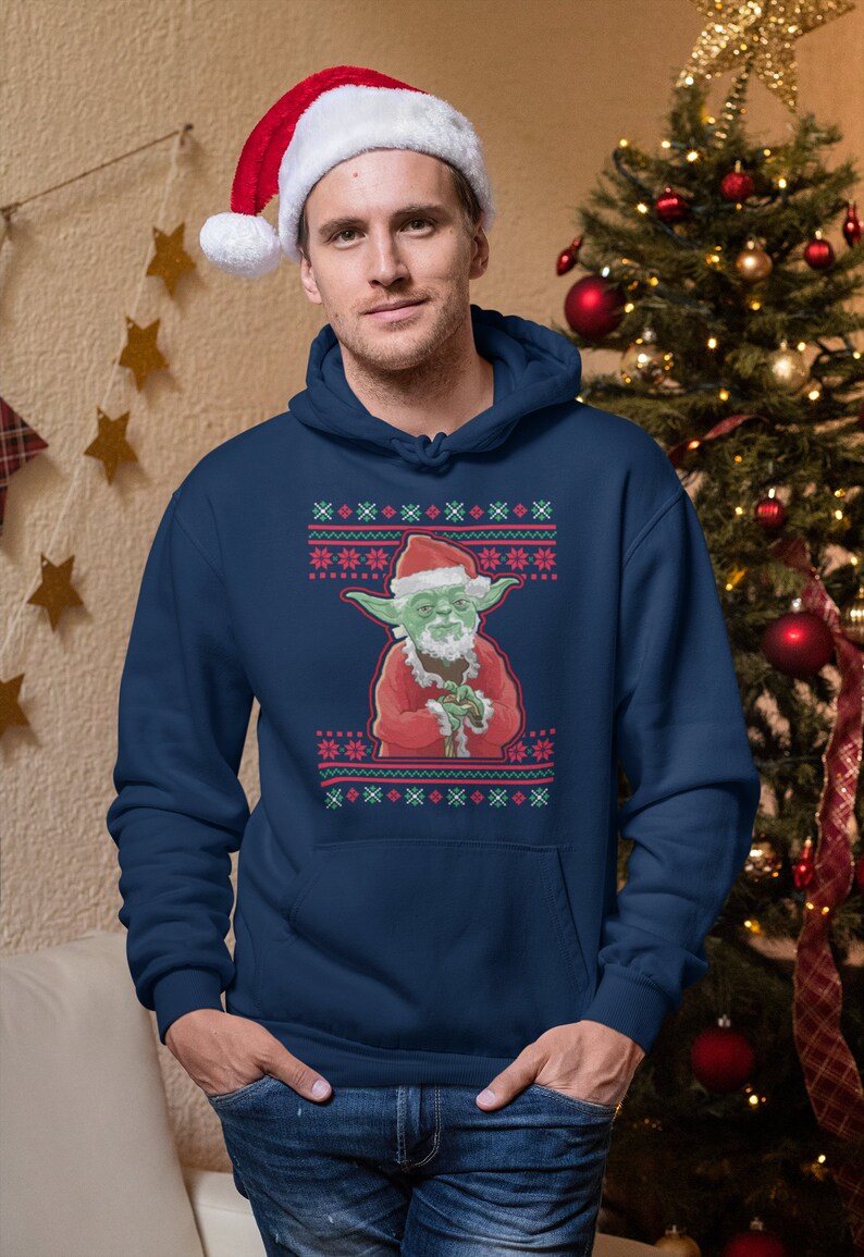 Yoda Santa Sweater Sci Fi Movie Lover Ugly Christmas Hoodie | Etsy