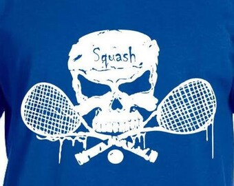 Skull Squash T-shirt Cadeau voor Squash Atleet Skull Tee Fitness Shirt Athletic Tee cadeau voor sportfan Skull and Bones TH097