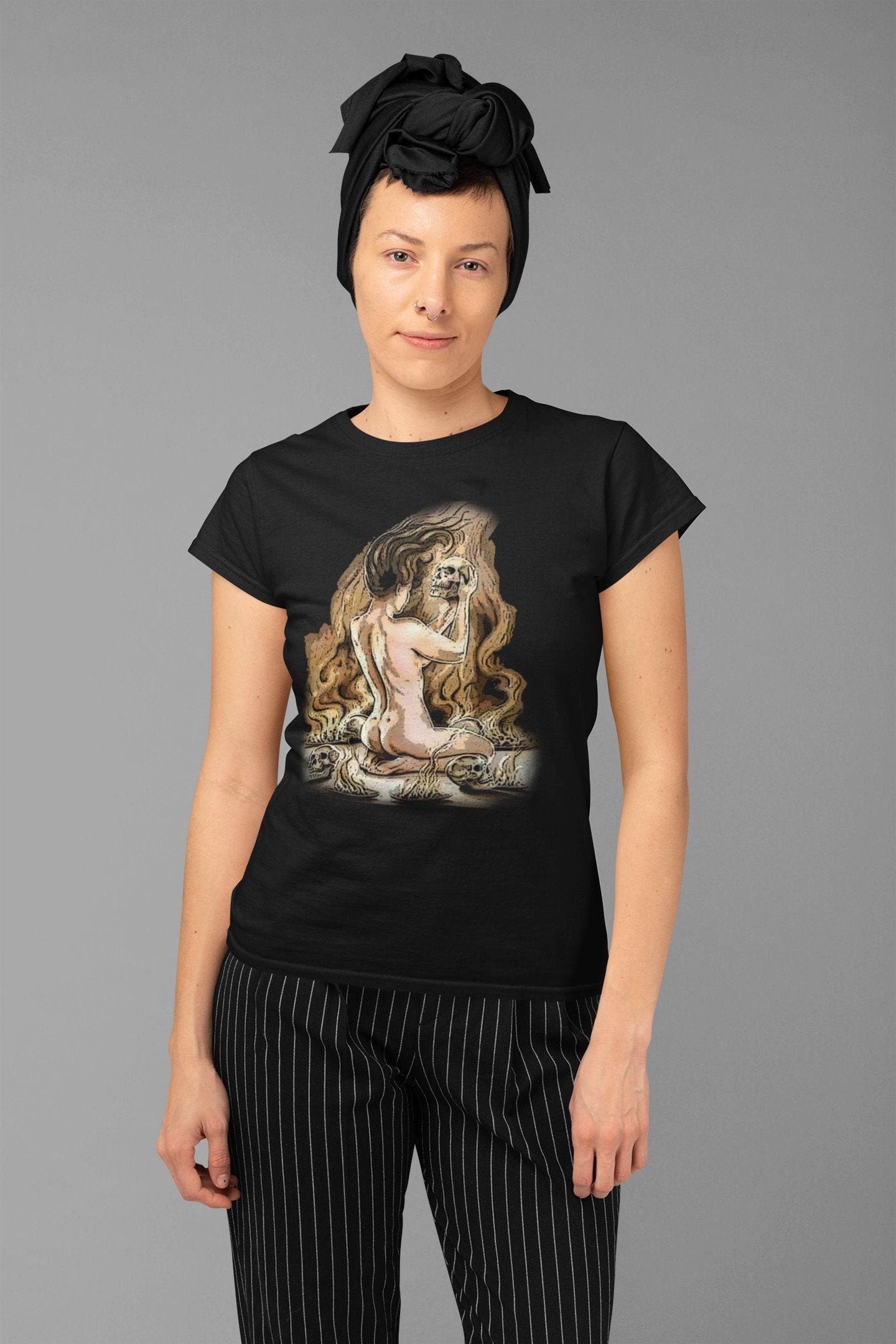 Naked Lady With Skulls T Shirt, Fantasy Art Tee TH751 Gift for Dad