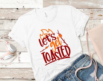 Camiseta de camping "Let's Get Toasted": divertida camiseta de fogata de verano TH615