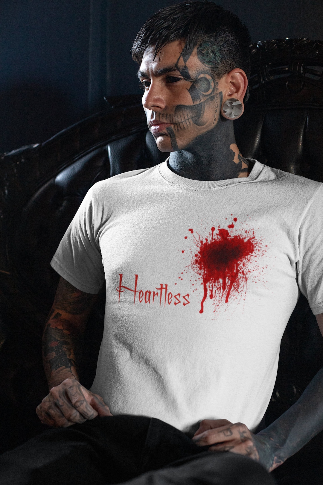 T-shirt Humour Sang "I'm Fine" - Style Halloween, éclaboussures Rouge, Tunique Décontractée Pour Costume Ou Déguisement - 11