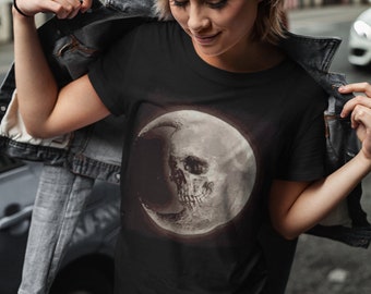 Skull in the Moon T Shirt Halloween Tee TH649 Gift for Dad