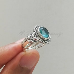 Amazing Sky Natural Blue TopazRing, 925 Solid Sterling Silver, Handmade Silver Ring, Wanderlust Jewelry, Sterling Silver Ring for Women