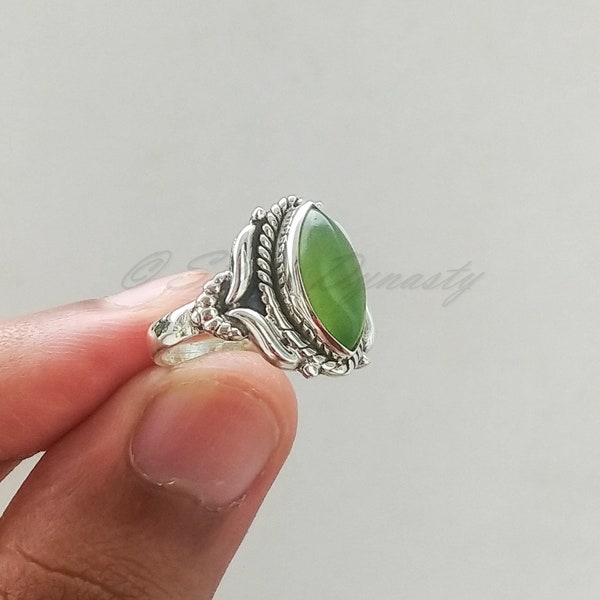 Natural Peridot Ring, Handmade Silver Ring, 925 Solid Sterling silver Ring, Statement Ring with Stone, Peridot Ring, Anniversary Gift