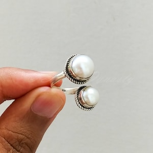 Natural Pearl Ring, 925 Sterling Silver Ring, Round Pearl Ring, Freshwater Pearl Ring, Ring for Women, Handmade Jewelry, Gift for Her