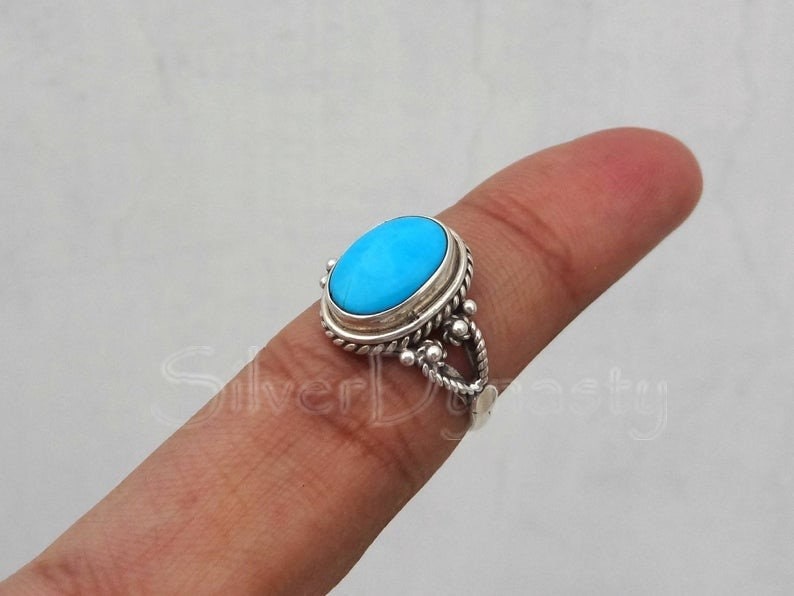 Turquoise ring, ,92.5% sterling silver ring, silver ring, solid sterling silver ring, natural turquoise ring, ring for women, boho ring image 3