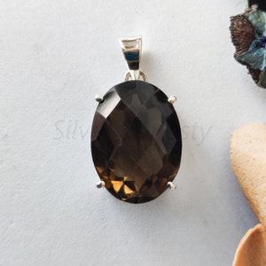 Smoky Quartz Pendant 925 Sterling Silver Pendant Smoky Quartz Silver Pendant for Women Anniversary Gift Handmade Gift
