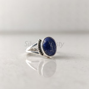 Oval Lapis Lazuli Ring: Handmade 925 Sterling Silver