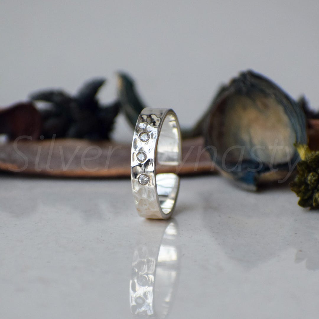 April Birthstone Diamond Ring: Handmade Sterling Silver Ring - Etsy