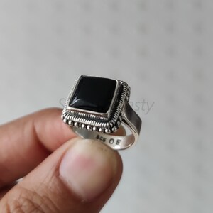 Natural Black onyx ring, handmade ring, 925 solid sterling silver ring,silver Black onyx ring, 92.5% sterling silver ring, women&#39;s ring,