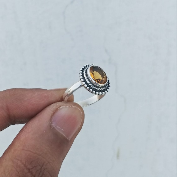 Anniversary Boys Citrine Gemstone Ring Size 5-14 Gift For Him Solid 925 Sterling Silver Citrine Silver Ring Classic Handmade Jewelry Two Tone Statement Ring Birthday Gift