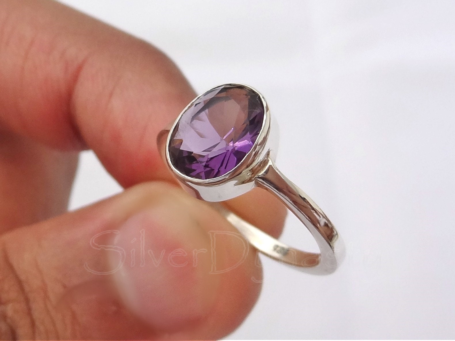 Amethyst ring, 92.5% sterling silver ring, silver Amethsyt ring,gemst…