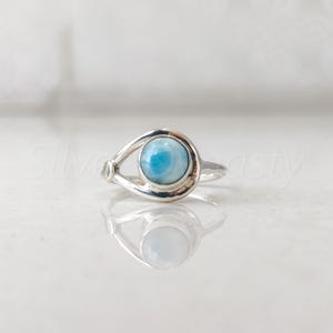 Natural Larimar Ring, Handmade Gift, 925 Sterling Silver Ring, Silver Larimar Ring for Women, Boho Ring
