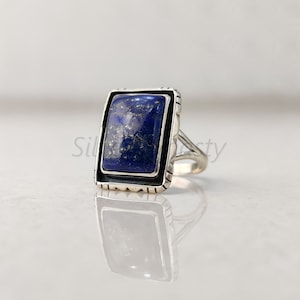 Handmade Lapis Lazuli Ring: 925 Sterling Silver Boho Ring