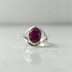 Oval Ruby Ring: Handmade 925 Sterling Silver Boho Ring