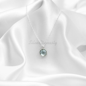 Aquamarine Pendant Necklace: Handmade 925 Sterling Silver Chain
