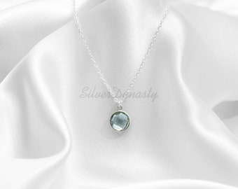 Aquamarine Pendant Necklace: Handmade 925 Sterling Silver Chain