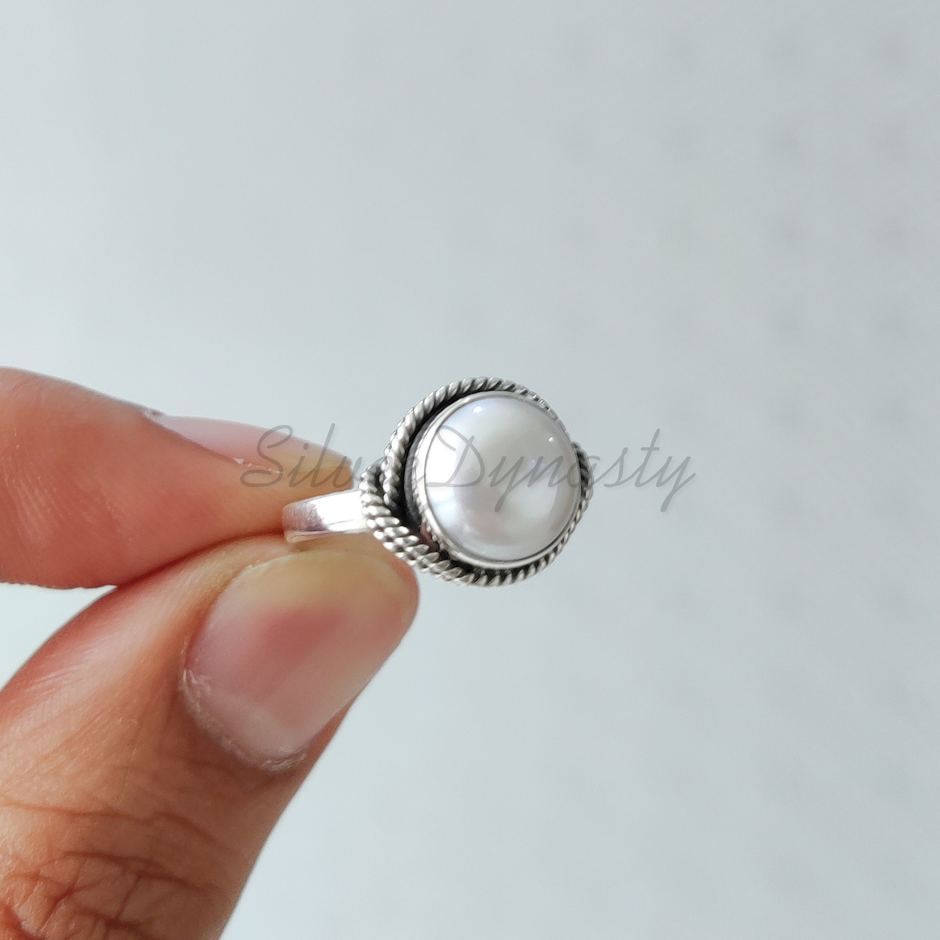 Pearl Ring, 925 Solid Sterling Silver Ring, Pearl Silver