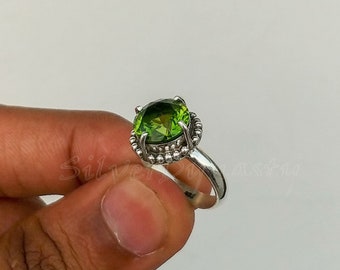 Handmade Peridot Ring: 925 Sterling Silver Boho Ring