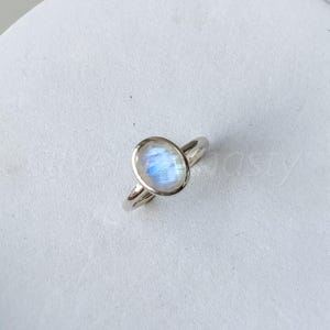 Oval Rainbow Moonstone Ring: Handmade 925 Sterling Silver Boho Jewelry
