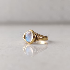 Natural Moonstone 18K Gold Plated Ring, Moonstone Ring In Gold, Minimalist Gold Ring, Handmade Ring, 18k Gold Filled Ring