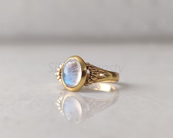 Natural Moonstone 18K Gold Plated Ring, Moonstone Ring In Gold, Minimalist Gold Ring, Handmade Ring, 18k Gold Filled Ring