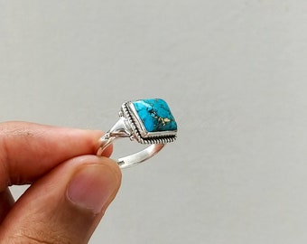 Turquoise Ring, Handmade Ring, 925 Solid Sterling Silver Ring, Silver Turquoise Ring, Silver Ring, Ring for Women, Copper Turquoise Ring