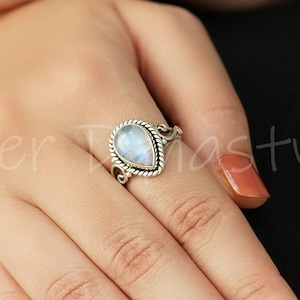 Moonstone Teardrop Ring - Etsy