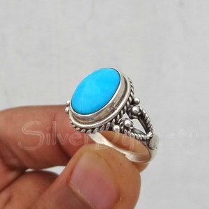 Turquoise ring, ,92.5% sterling silver ring, silver ring, solid sterling silver ring, natural turquoise ring, ring for women, boho ring image 1