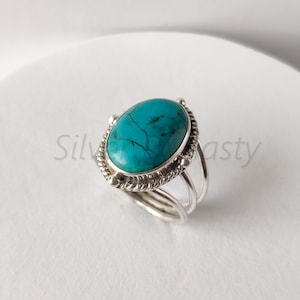 Natural Turquoise Ring,  American Turquoise Ring, 925 Sterling Silver Ring for Women, Statement Ring with Stone, Gemstone Boho Ring