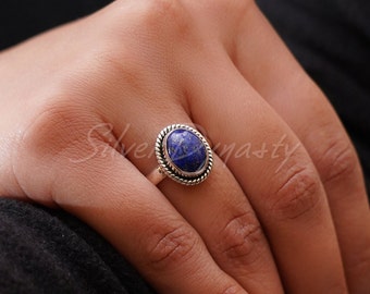 Natural Lapis Lazuli ring,92.5% sterling silver ring, silver lapis ring,gemstone ring, 925 solid sterling silver ring, minimalist ring