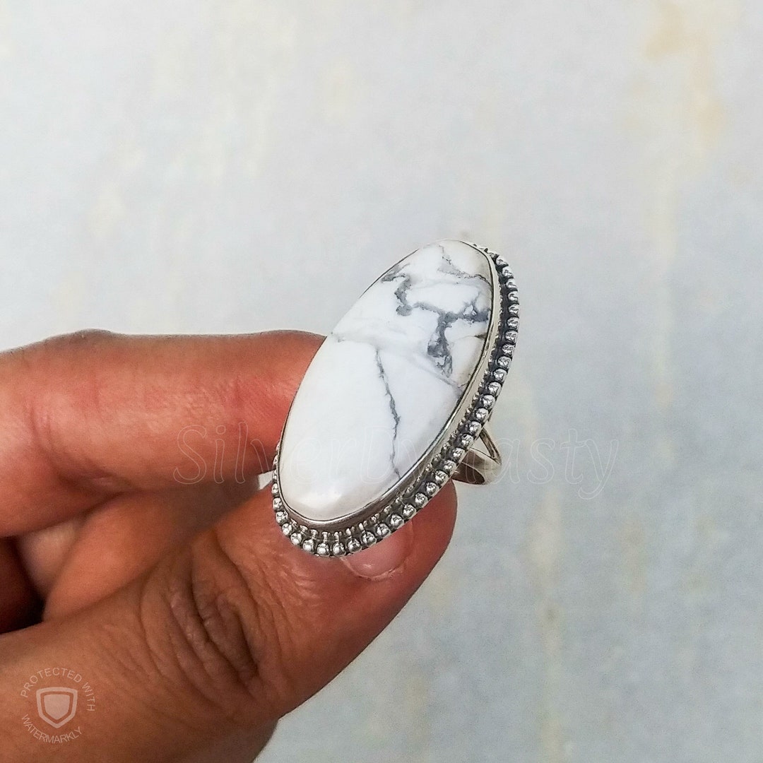 Sterling Silver Howlite Ring: Handmade Gemstone Ring - Etsy