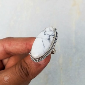 Sterling Silver Howlite Ring: Handmade Gemstone Ring