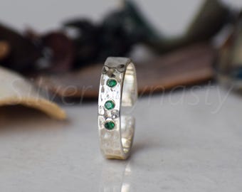 May Birthstone Emerald Ring : Handmade 925 Sterling Silver Jewelry