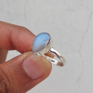 Natural Raibow Moonstone Ring, Handmade Ring, 925 Solid Sterling Silver Ring,Rainbow Moonstone Ring, Minimalist Ring, Sterling Silver Ring image 8
