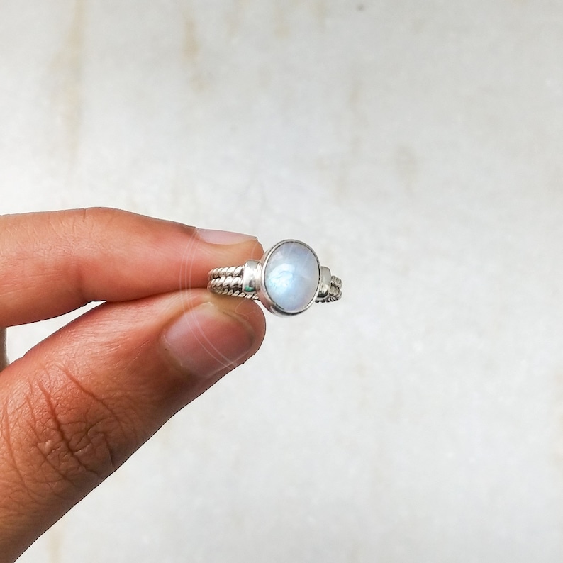 925 Solid Sterling Silver Ring Ring for Women Moonstone Silver Moonstone Ring Rainbow Moonstone Ring High Quality AAA Moonstone Ring
