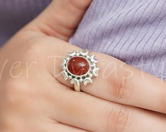 Natural Carnelian ring, 92.5% silver ring, silver carnelian ring, gemstone ring, solid sterling silver ring, minimalist ring, women's ring