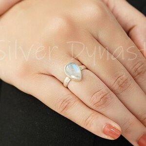 Natural Raibow Moonstone Ring, Handmade Ring, 925 Solid Sterling Silver Ring,Rainbow Moonstone Ring, Minimalist Ring, Sterling Silver Ring image 1