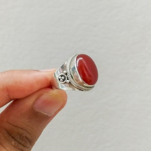 Natural Carnelian Sterling Silver Ring: Handmade Boho Gemstone