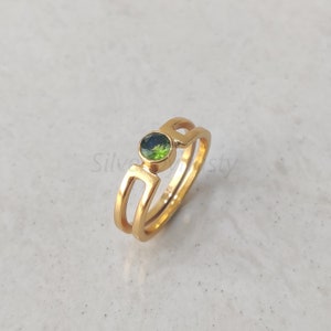 Natural Peridot 18K Gold Plated Ring, Minimalist Gold Ring, Handmade Ring, 18k Gold Filled Ring