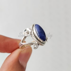 Natürlicher Lapis Lazuli Ring, Sterling Silber Ring für Frauen, Handgemachte Silber Ring, Lapis Ring, Sterling Silber Ring Lapis, Statement Ring