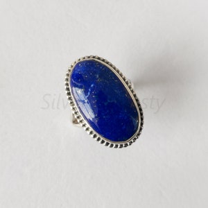 Natural Lapis Lazuli ring, Handmade ring,  92.5% Sterling Silver Ring, Silver Lapis ring, Lapis ring, Boho ring, Women's ring, Oval Ring