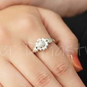 Nature Floral Ring, 925 Solid Sterling Silver Ring, Flower Ring, Handmade Jewelry, Handmade Silver Ring, Leaf Ring, Ring with flower