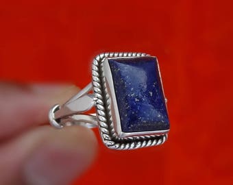 Lapis Lazuli Ring, Handmade Ring, 92.5% Sterling Silver Ring, Lapis Silver Ring, 925 Solid Sterling Silver Ring, Boho Ring, Ring for Women