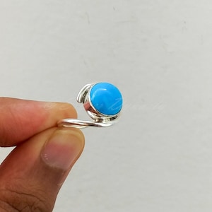 Natural Turquoise Ring, 92.5% Silver Ring, Handmade Silver Ring, Minimalist Ring, Round Turquoise Ring, Gift for Her, Promise Ring