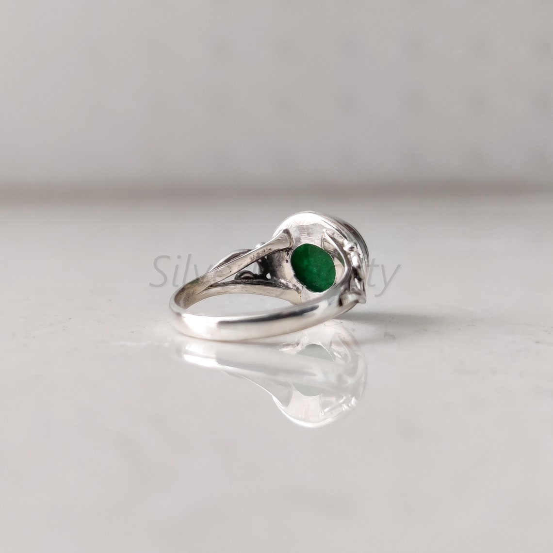 Natural Jade Ring Green Jade Ring 92.5 Silver Ring Jade Etsy